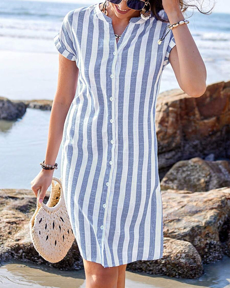 Emma | Elegant Striped Shirt Dress