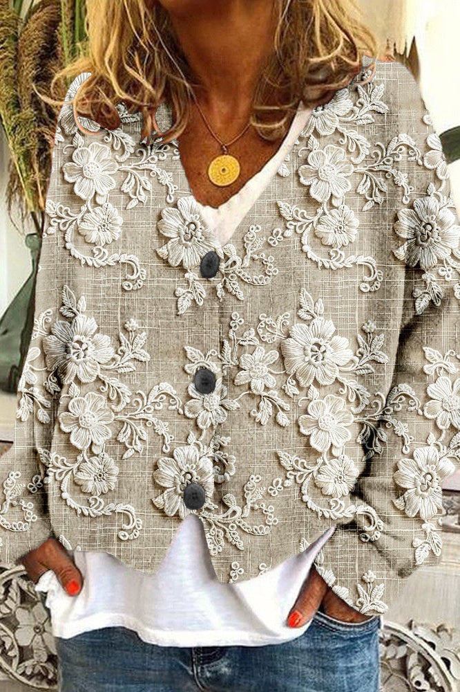 Angelina | Cardigan with Petal Thread