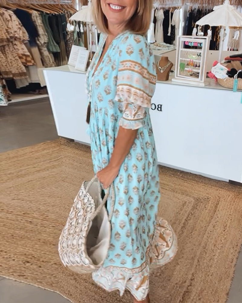 Wanda | Boho Midi Dress with Fringes