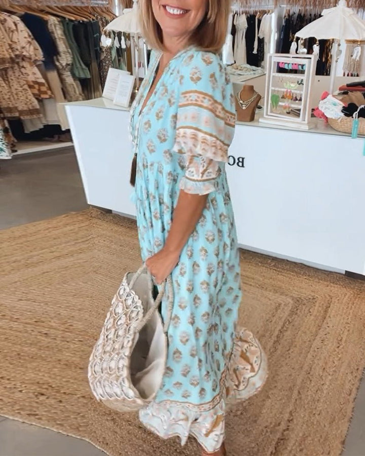 Wanda | Boho Midi Dress with Fringes