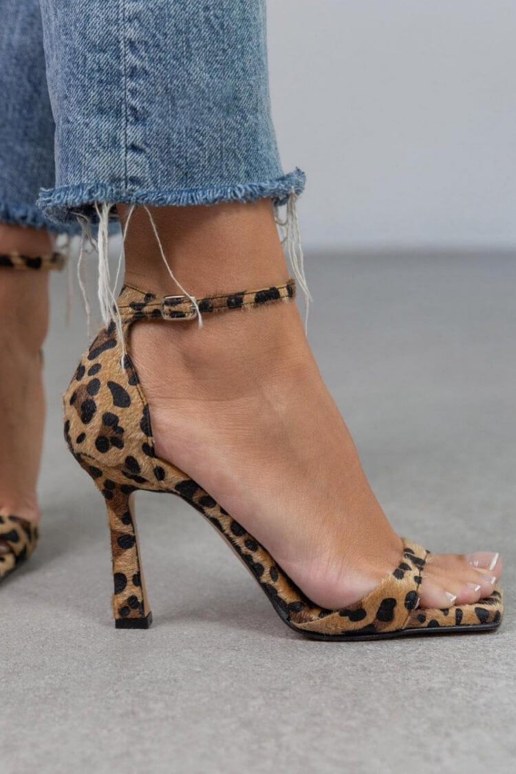 Giulia | High Heeled Sandals with Animal Print