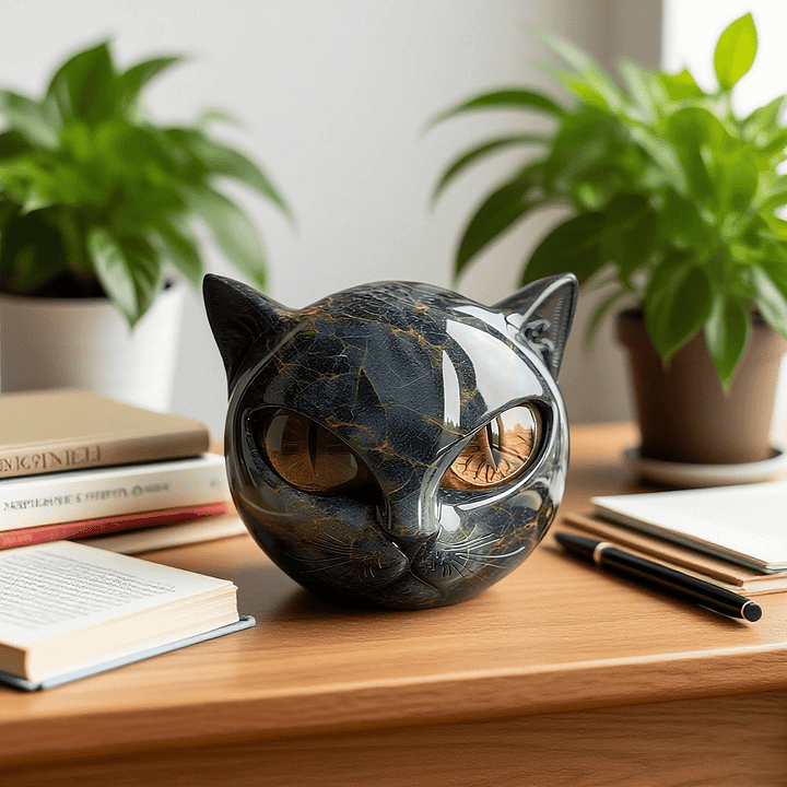 Allegra | Mystical Black Cat Head Sculpture