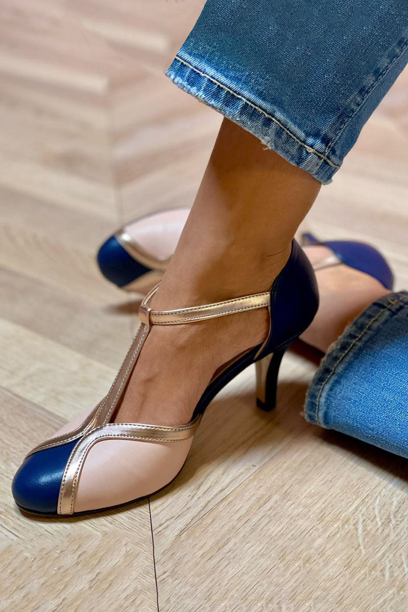 Alessia | Colorful and Comfortable T-strap Pumps with Round Toe