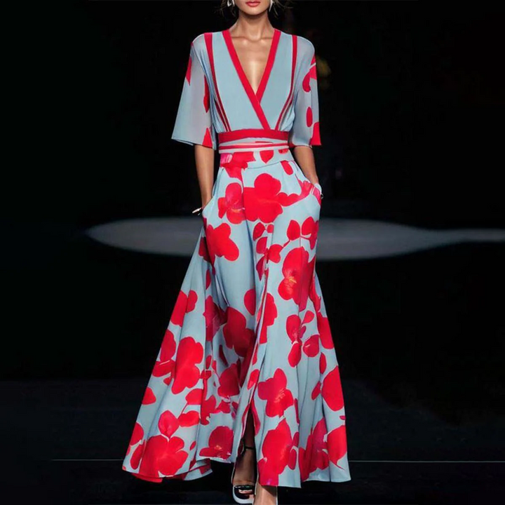 Aviana | V-Neck Floral Maxi Dress