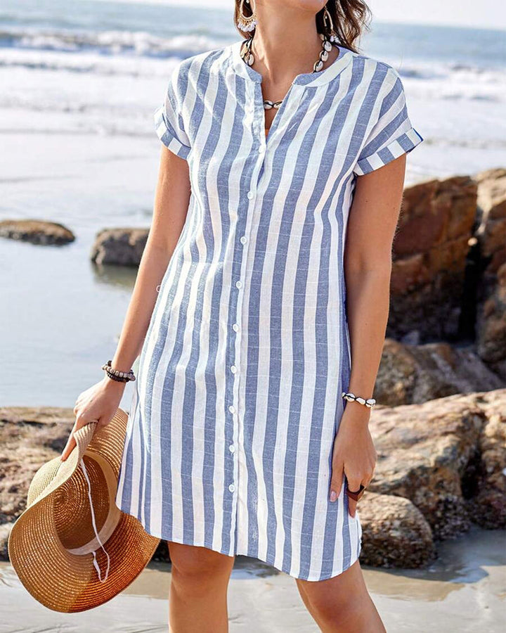 Emma | Elegant Striped Shirt Dress