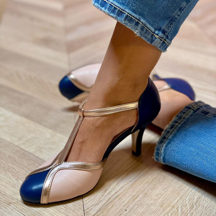 Alessia | Colorful and Comfortable T-strap Pumps with Round Toe