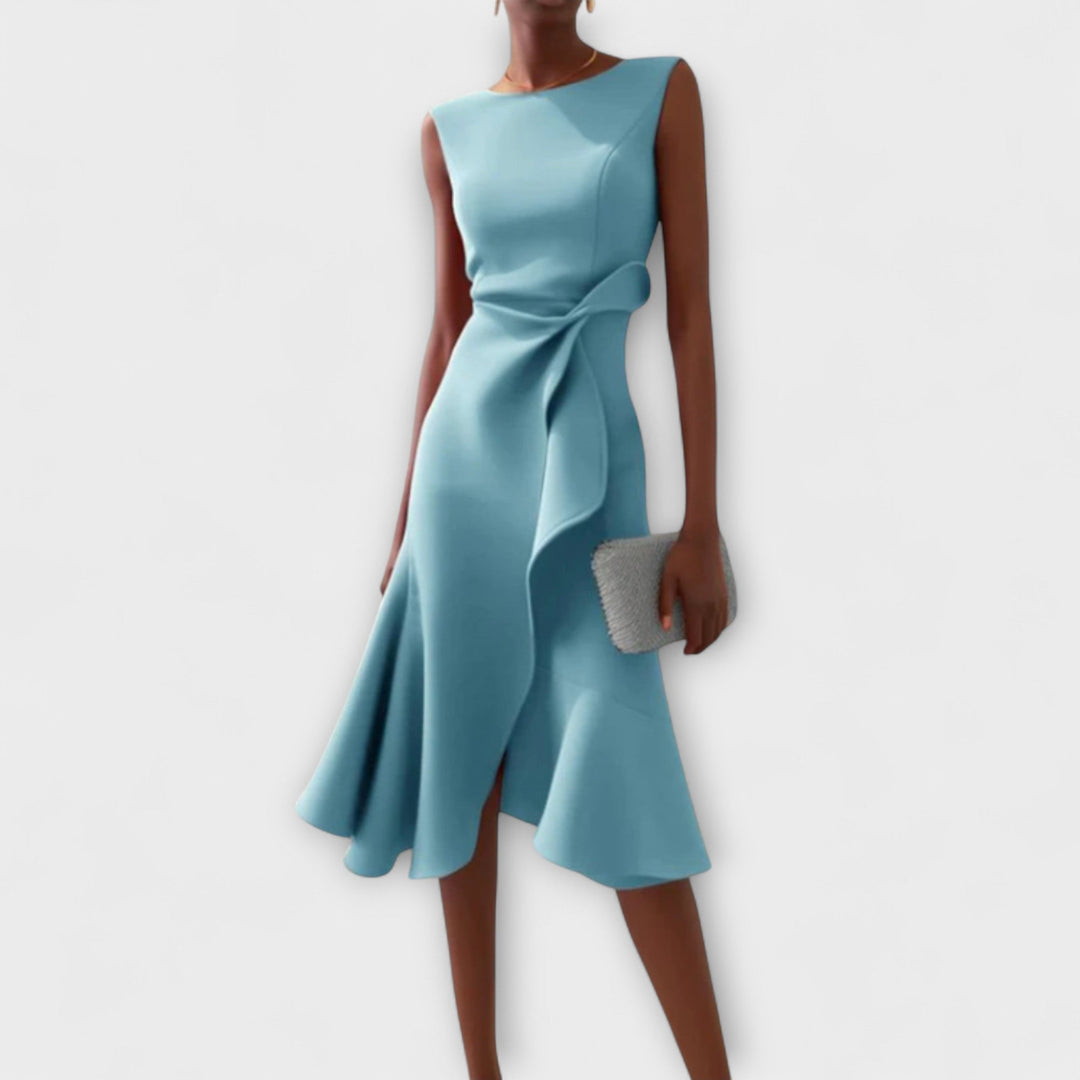 Julia | Draped Asymmetric Midi Dress