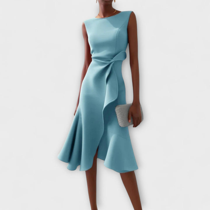 Julia | Draped Asymmetric Midi Dress