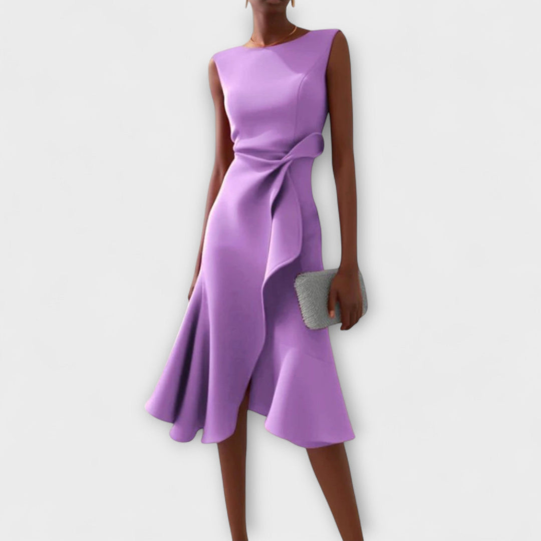 Julia | Draped Asymmetric Midi Dress