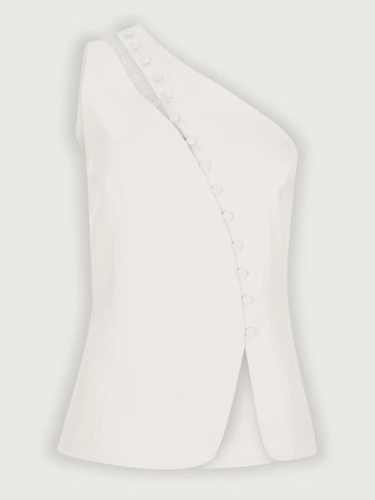 Diane | One-Shoulder Button Detail Top