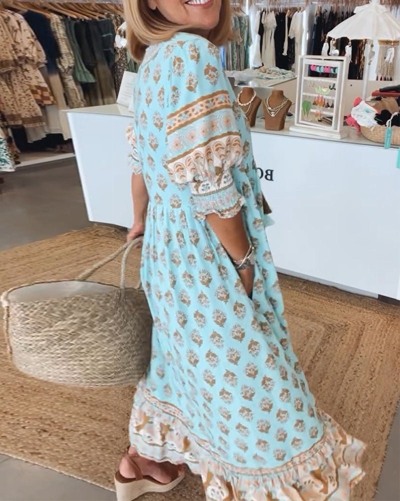 Wanda | Boho Midi Dress with Fringes