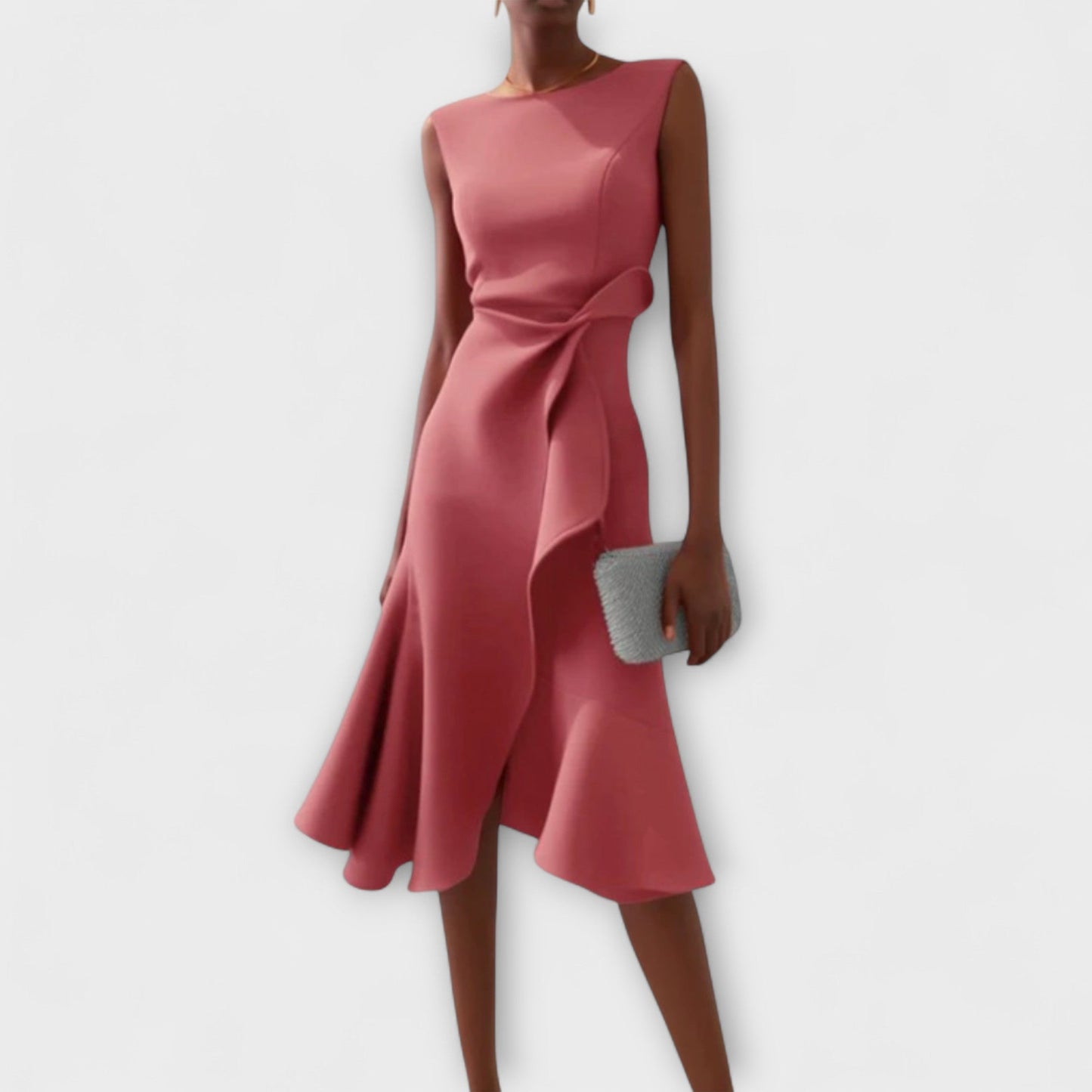 Julia | Draped Asymmetric Midi Dress