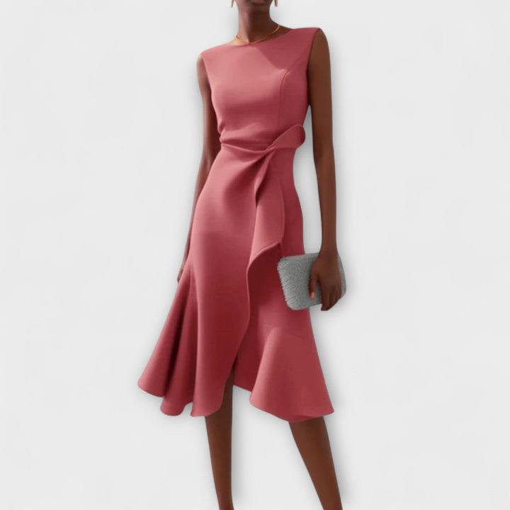 Julia | Draped Asymmetric Midi Dress