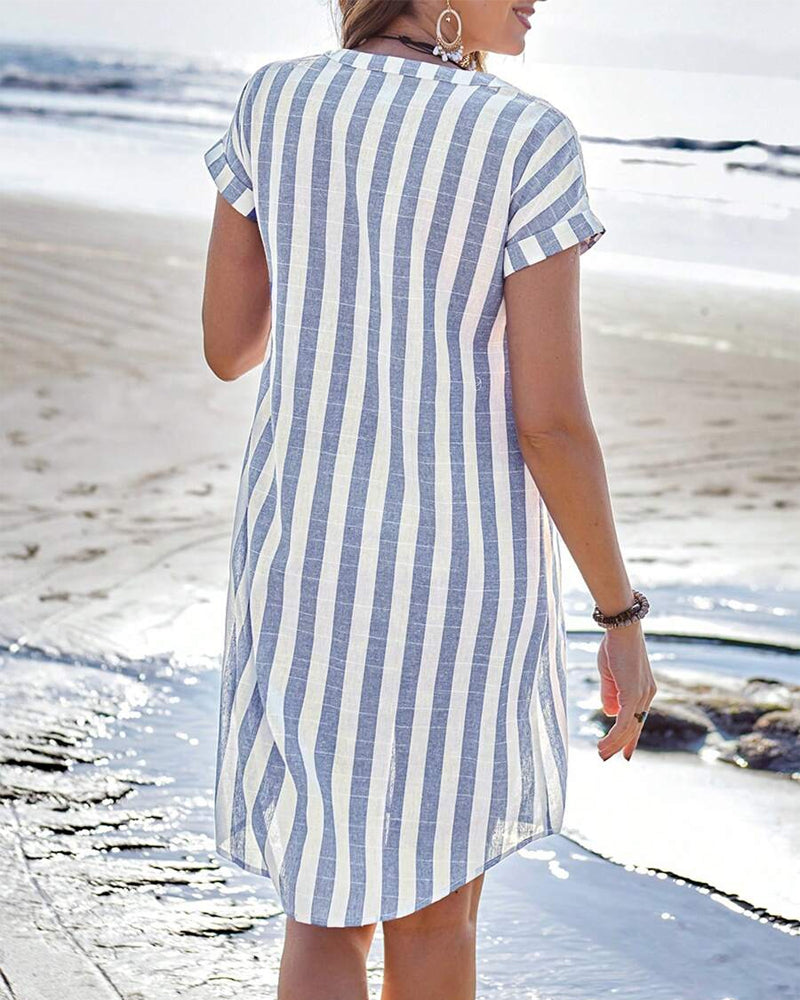 Emma | Elegant Striped Shirt Dress