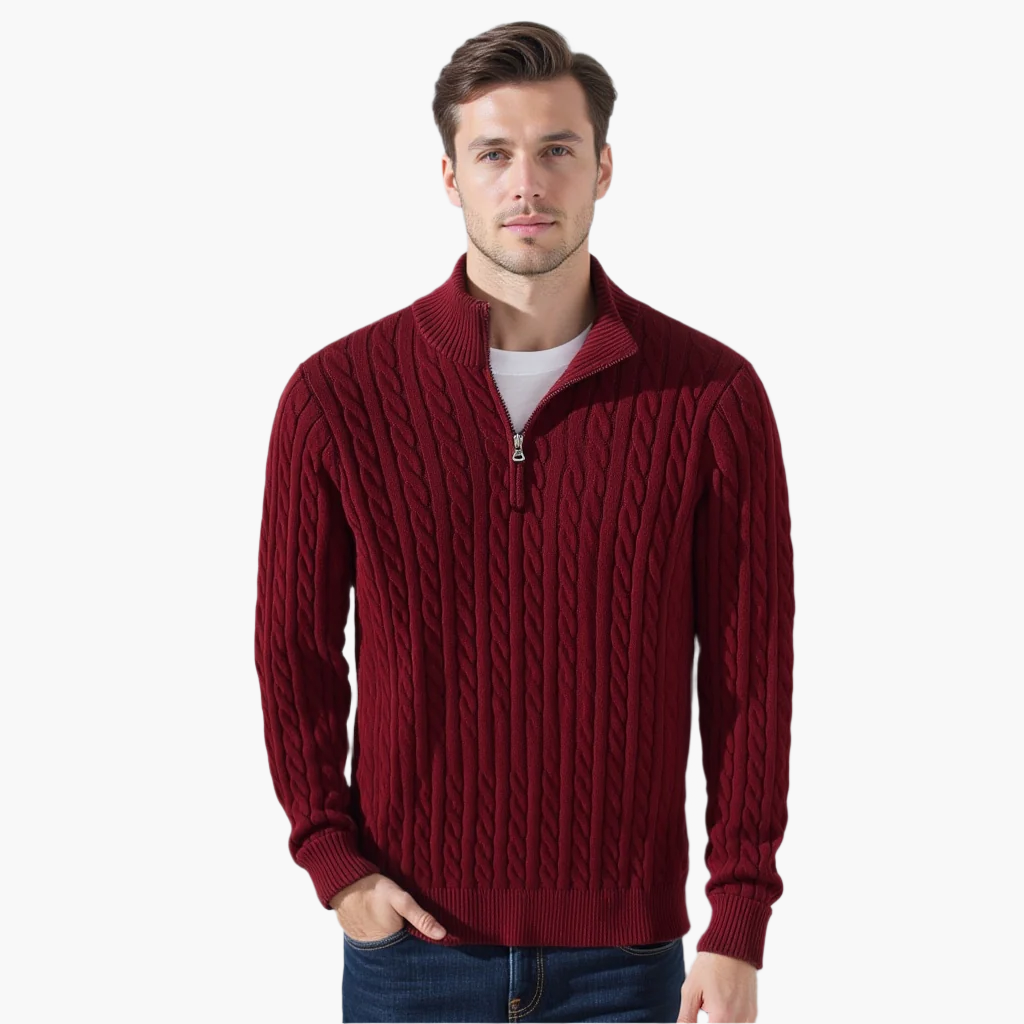 Jordan | Cable Knit Sweater with Zipper