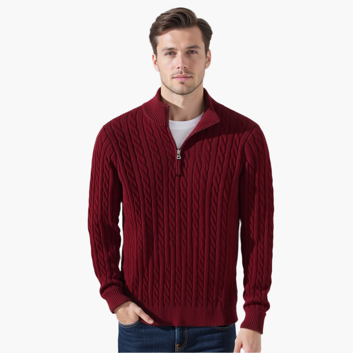 Jordan | Cable Knit Sweater with Zipper
