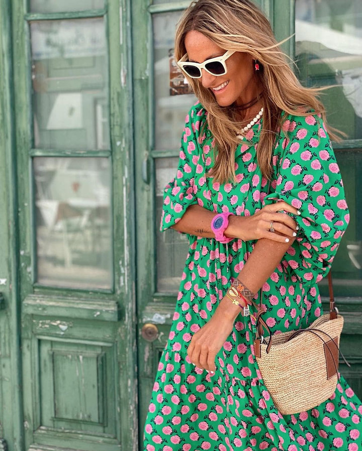 Madison | Boho Maxi Dress with Puff Sleeves