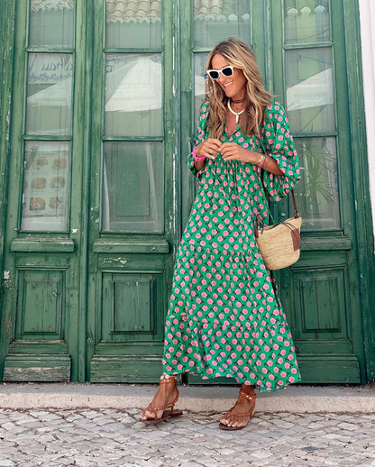 Madison | Boho Maxi Dress with Puff Sleeves