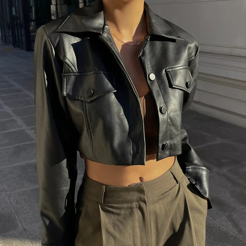 Elise | Elegant Faux Leather Jacket