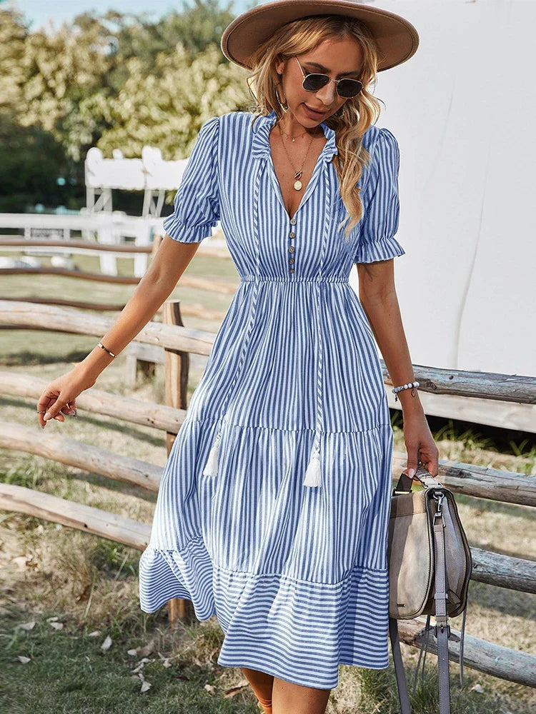 Harper | Striped Tassel Midi