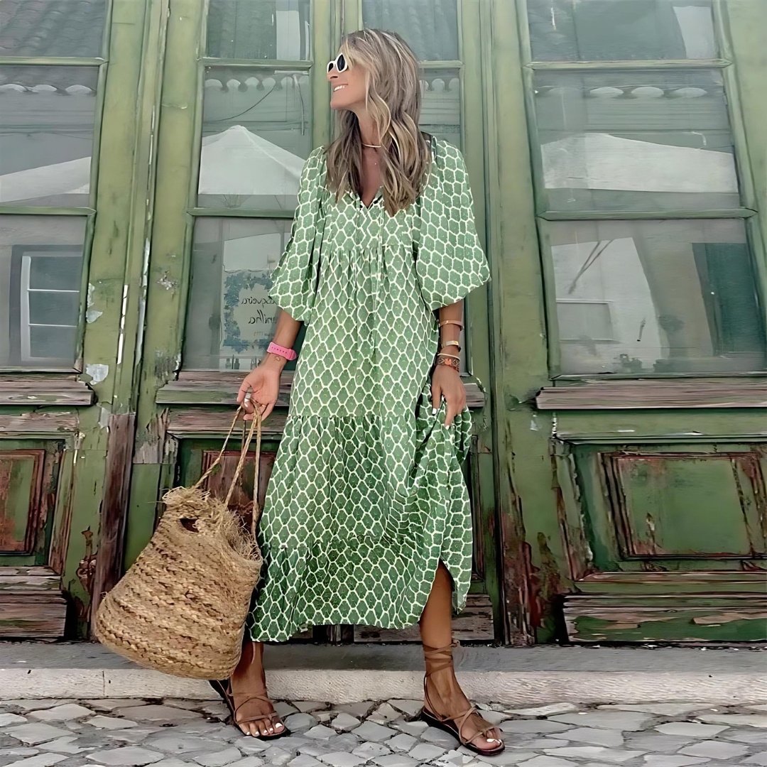 Madison | Boho Maxi Dress with Puff Sleeves