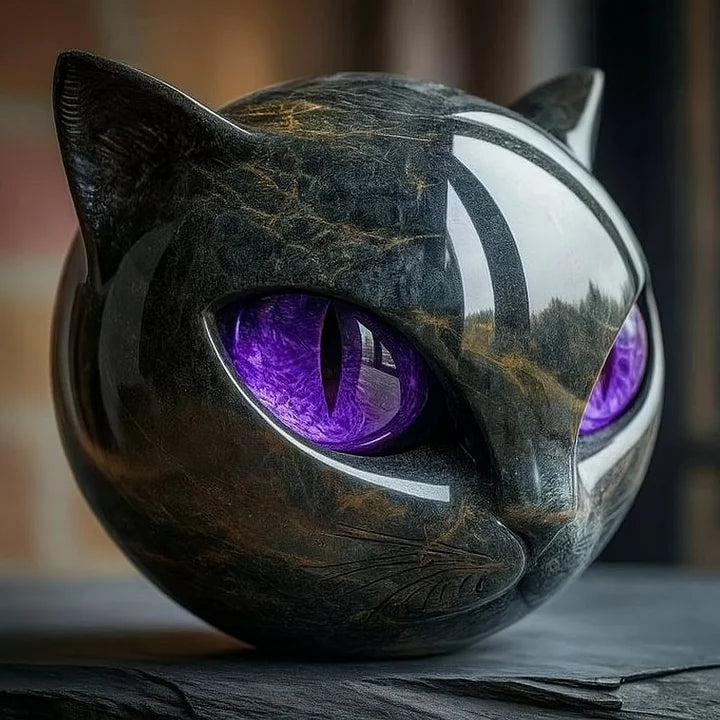 Allegra | Mystical Black Cat Head Sculpture
