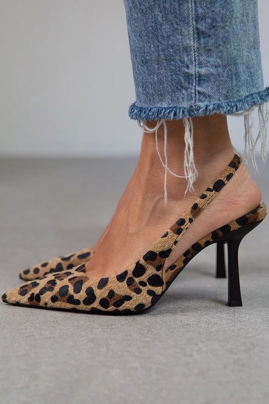 Liorina | Khaki leopard print pumps with pointed toe