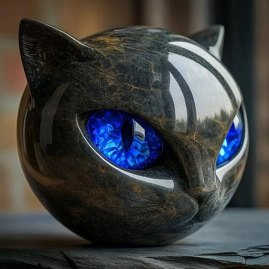 Allegra | Mystical Black Cat Head Sculpture