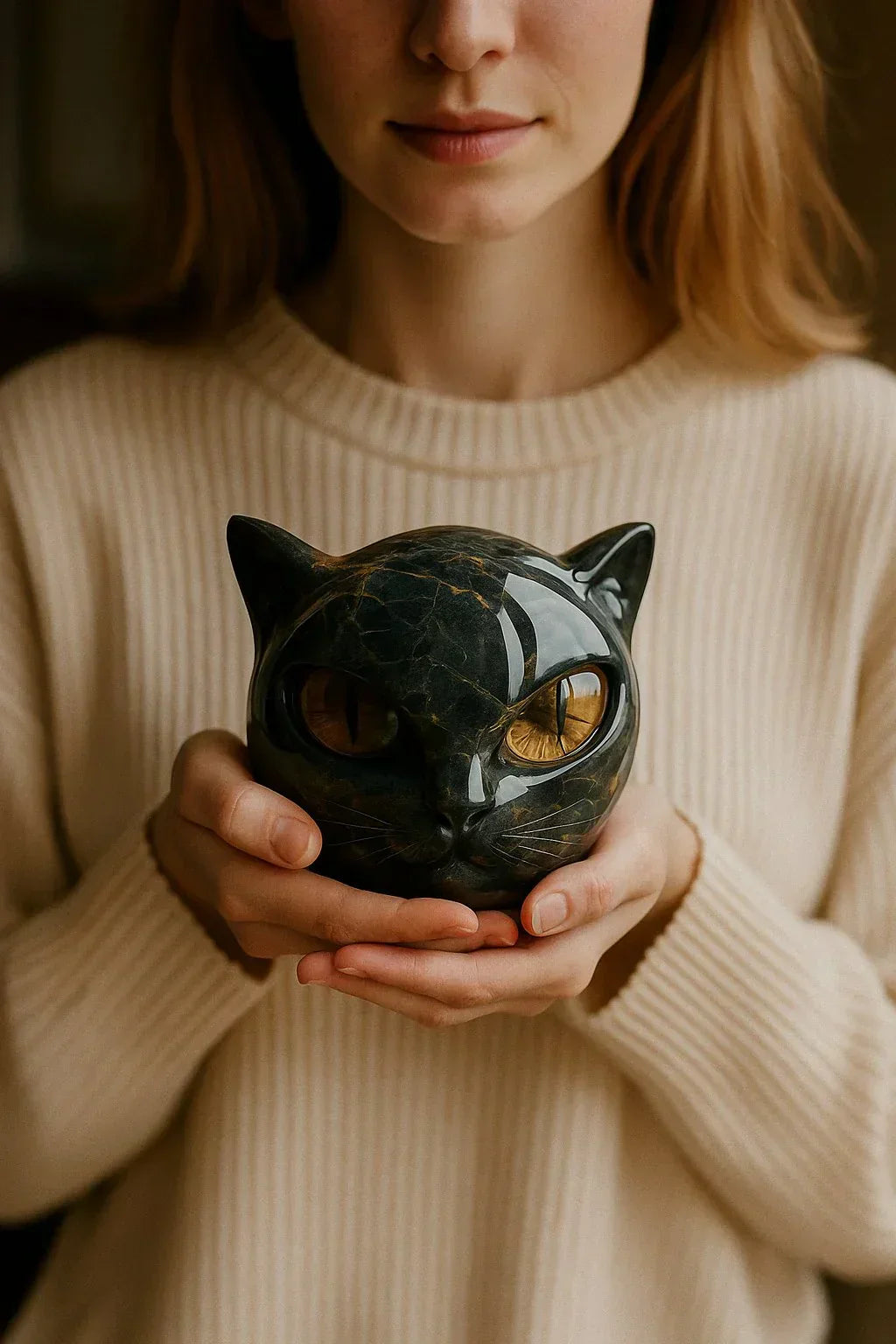 Allegra | Mystical Black Cat Head Sculpture