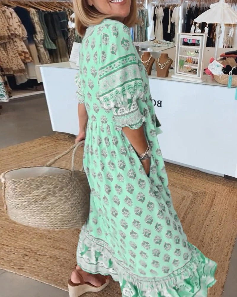 Wanda | Boho Midi Dress with Fringes