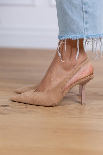 Marlena | Nude Slingback Heels with Thin Heel